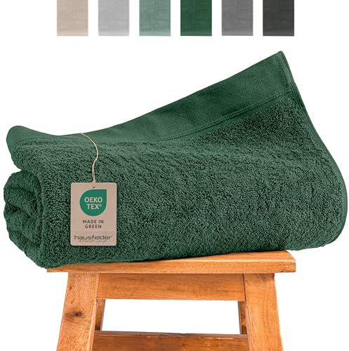 Hausfelder Toalla de sauna de 80 x 200 cm, 500 g/m², para sauna grande, para hombre y mujer, 100% algodón, certificado Ökotex (80 x 200 cm, color verde oscuro)