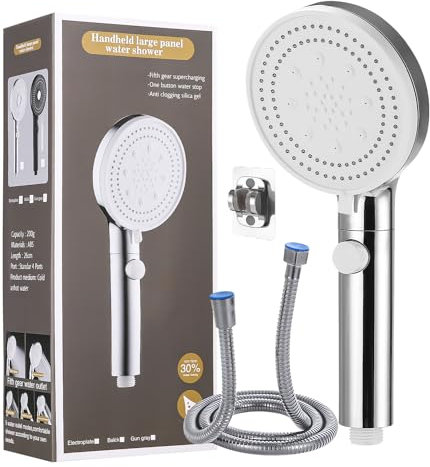 Soffione Doccia 6 Funzioni Getto Doccino ad Alta Pressione, con 1.5M Tubo, Shower Head Cornetta Doccetta, girevoli Fissaggio affidabile