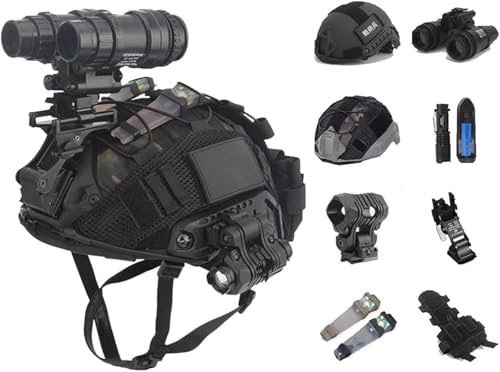 TS TAC-SKY for Outdoor-Paintball-Schutzausrüstung for Die Jagd, Taktischer Helm, Fast Tactical, Mit Taktischer Multifunktionsausrüstung Mit Seitenschienen Und NVG, Einstellbar(Black C)