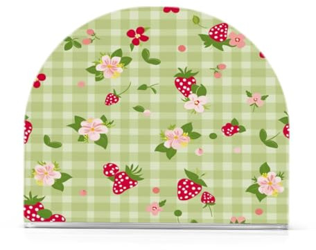 JUMBEAR Serviettenhalter mit niedlichen Erdbeeren und Blumen für Tische, Papierserviettenhalter für Restaurant, Dekoration, Küche, Bar, Zubehör