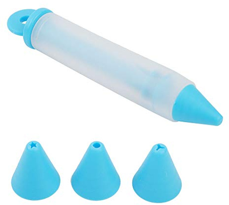 Aramox Penna per Decorare Torte in Silicone 4 Ugelli Strumenti per Cioccolato Stampo Divertente Personalizza Abbellisci i Dessert (Blue)