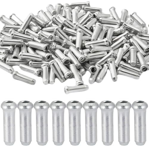 NJCXOLA 100 pcs Manicotti terminali in argento, tappo terminale, Tappi per Cavi Freno Bici,Cappuccio Capicorda per Cavo Bicicletta,cavo del freno per fune del freno