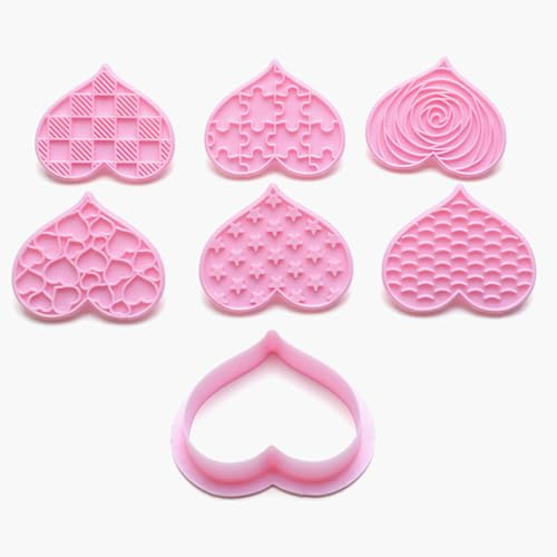 Valentines Day Heart Cookie Cutter Set - 6 Style Valentines Heart Shaped Cutter Fondant Cutter,Love Stamp Cookie Moulds Flip Cake Stamping Die Cutter for Valentines Day Party Supplies