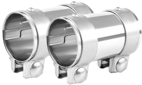 DOCAS Ø 51 mm x 95 mm de longitud tubo de escape universal, Abrazadera de tubo de escape de acero inoxidable, abrazaderas de escape con doble abrazadera sistema de escape universal(2 piezas)