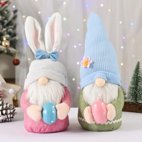HPiano Gnomi Pasquali con Uovo di Pasqua,Gnomo Pasquale in Peluche Gnomo,Gnomi Pasqua Set Bambola,Coniglio di Pasqua Peluche Gnomi,Gnomi Primaverili per La Decorazione Pasquale Primaverile Domestica