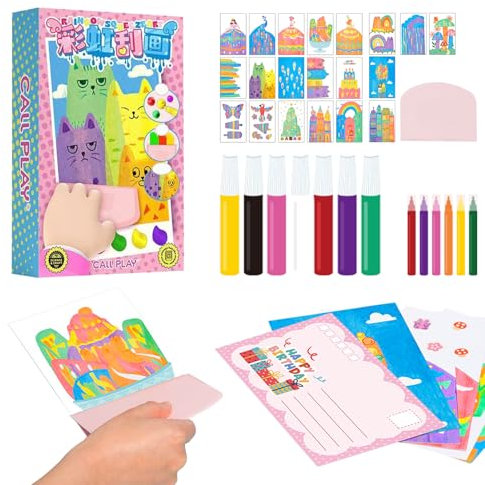 DIY Rainbow Scratch Painting, 35 Stück Weihnachten Kratzbilder Set für Kinder, Regenbogen Kratzbilder, Regenbogen Kratzpapier mit Aquarellstift, Rainbow Scratch Art Set DIY Kratzkunst für Kinder (A)