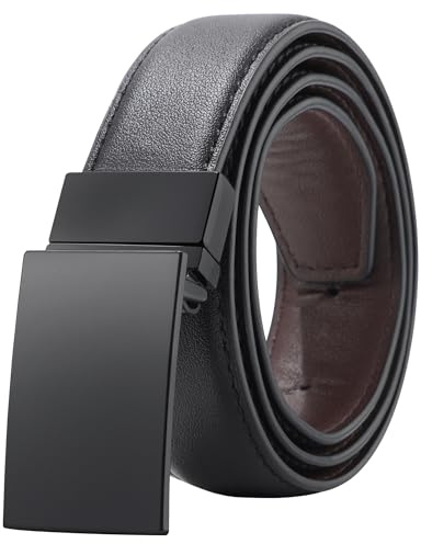Kajeer Ceinture pour enfant garçon 2 en 1 réversible durable en cuir synthétique avec boucle en métal pour uniforme scolaire décontracté