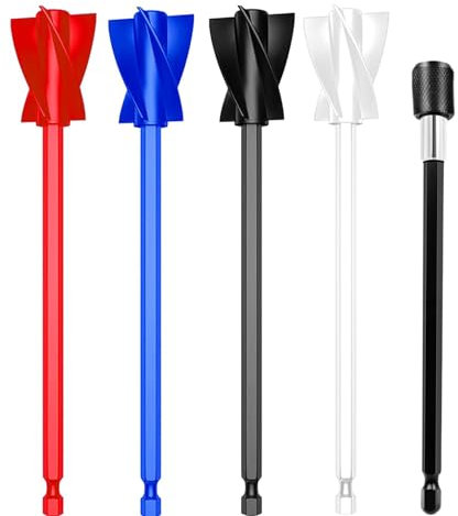 5 Pieces Paint Mixer for Drill, Epoxy Resin Mixer Paddles with Extension Rod, Mixer Attachment Mixing Tool for Mixing Epoxy Resin, Paint, Pigment, Glaze, Easy to Clean and Reusable