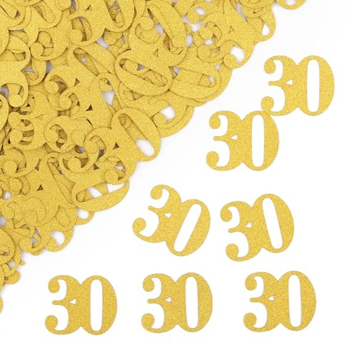 Konfetti 30 Gold Streudeko Deko, 100 Stück Tischdeko Geburtstag Mann Frau | Glitzer Groß Papier Confetti, 30 Zahlen zum Geburtstagsdeko Tisch, Eine festliche Atmosphäre schaffen