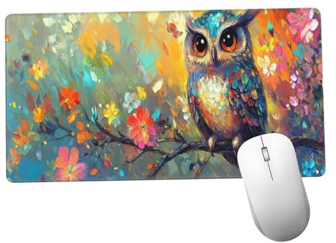 Colorido Alfombrilla Ratón 1400x600x3mm Alfombrilla Raton XXL con Base de Goma Antideslizante, Accesorios Gaming Búho, Ordenador Gamer Regalos, Mouse Pad Gaming Mejora La Precisión Y La Velocida Y1270
