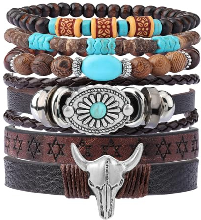 Eigso 6Pcs hölzerne Perlen Manschette Armbänder für Frauen Männer Unisex tibetischen buddhistischen Wrap Wood Wristband Bangle für Frau Mann
