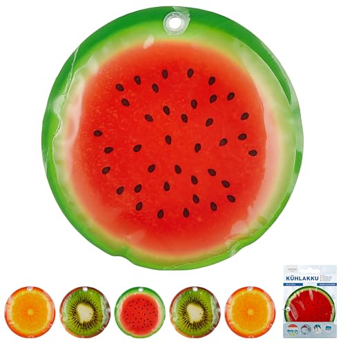 Cepewa Kühlakku Früchte 6er Set | 15x1cm Kunststoff wiederverwendbar | Coolpacks Orange Kiwi Melone Kühltasche für Kühltasche