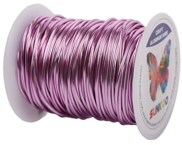 Sunkoo 15 Gauge 1,5 mm ljusrosa hantverkstråd i aluminium, 98,4 fot böjbar tråd för smyckestillverkning, skulptering, floristry, armatur, omslags- och modelleringsprojekt