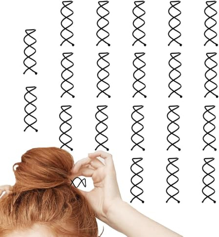 20 Pcs Spiral Hair Pins, Spiral Pins for Buns, Twist Screw Hair Pin for Girls Child Women Effortless DIY Style (Black)