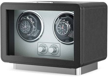 Zyncove Double Watch Winder, Automatic Watch Winder Box for 2 Watches - Self Winding with Quiet Motor with quiet motor with rotation settings for Women and Men Mechanical Watch