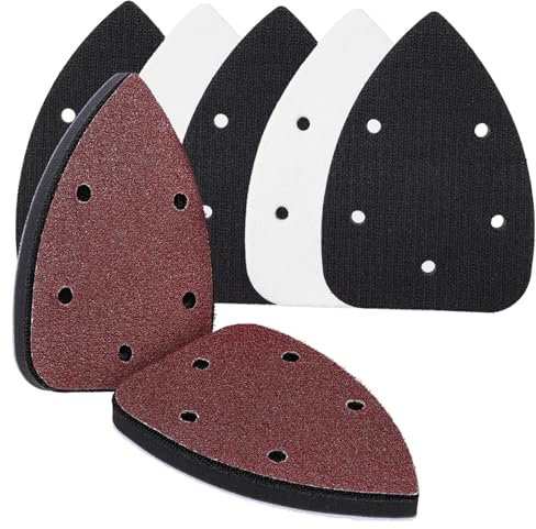 NUOBESTY Tampone Abrasivo Triangolare, 5 Fori, per Levigatrice, Carta 40/80/120/180/240, per Falegnameria e Officina