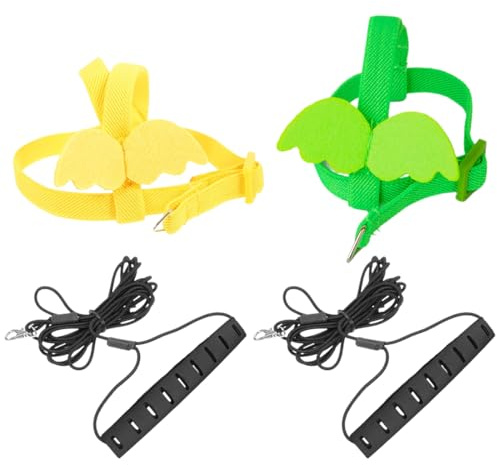 Pettorina e guinzaglio per uccelli in 2 pezzi, pettorina regolabile per pappagalli, pettorina per addestramento al volo, per pappagalli, calopsitte e are (giallo e verde, taglia media).
