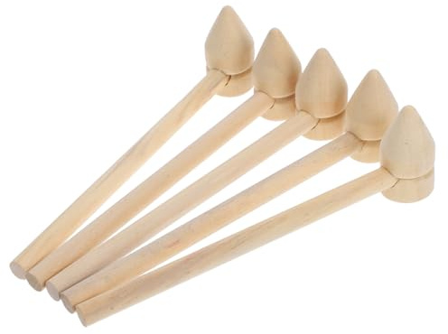 PLAFOPE 5pcs Wooden Hammers Mini Mallet for Building Blocks Archaeology Role-Playing and First Birthday Childsafe Smooth Edges Natural Wood for Fine Motor Skill Development