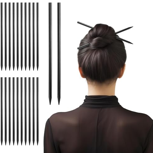 22 PCS Wooden Hair Chopsticks for Women, Black Chinese Hair Sticks for Women, Vintage Chopsticks for Hair Bun Decorative Hairstyle Holder