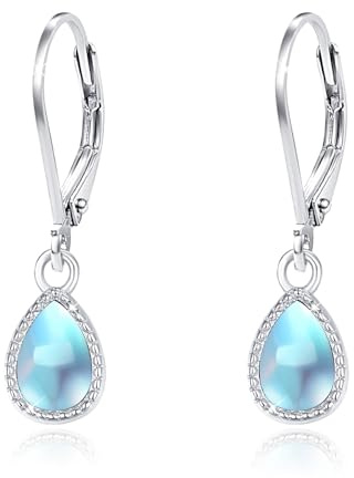 REDSUN Mondstein Tropfen Ohrringe 925 Sterling Silber Damen Keltischer Schmuck Leverback Mondstein/Türkis/Opal Hypoallergen Elegante Hängende Ohrringe Geschenk für Freundin Frau Mutter Geburtstag