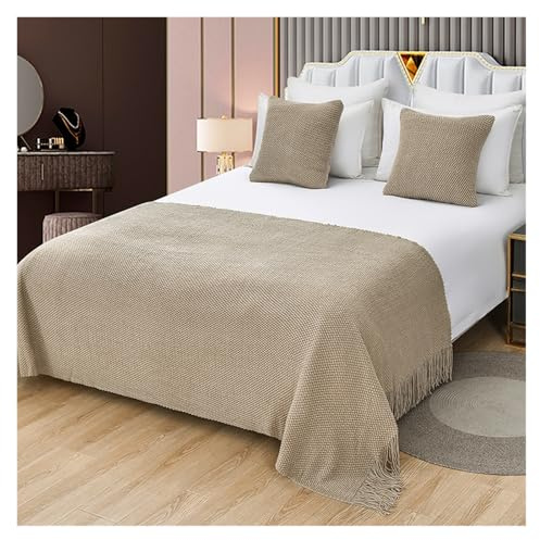 YNZUNMY Bufanda de Cama, Camino de Cama Caminos De Cama con Borlas De Color Liso, Bufandas, Mantas Modernas For Los Pies De La Cama, Decoración del Hogar(02,45 * 45cm Pillowcase 2pc)