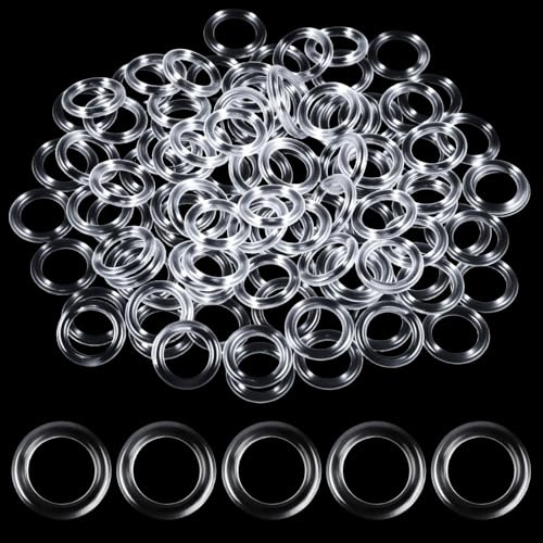 100 Stück Raffgardinenringe, Transparente Raffrollo Vorhang Ringe, O-Ringe Vorhangringe Kunststoff Ringe für Römische Schattierungen (13 mm Außen, 8 mm Innen Durchmesser)