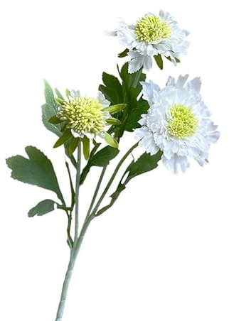 HUFFA Hierba de Gusano de Pino Flocado y crisantemo Pico, Flores Artificiales de Primera Calidad for decoración del hogar y Bodas(Blanco)