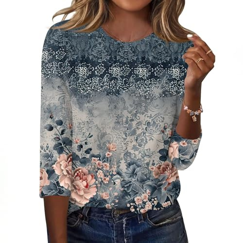 Top Femme Grande Taille Sport A La Mode Tshirts Manche 3/4 Ete Col Rond Tee-Shirt