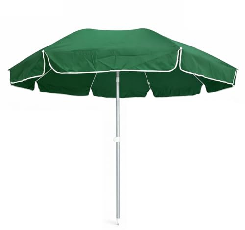 DANYX Ombrellone XXL Mare Spiaggia 240cm Palo Alluminio Stecche Fibra di Vetro Antivento Protezione UV50+ Inclinabile con Custodia e Punta a Trivella (Verde)