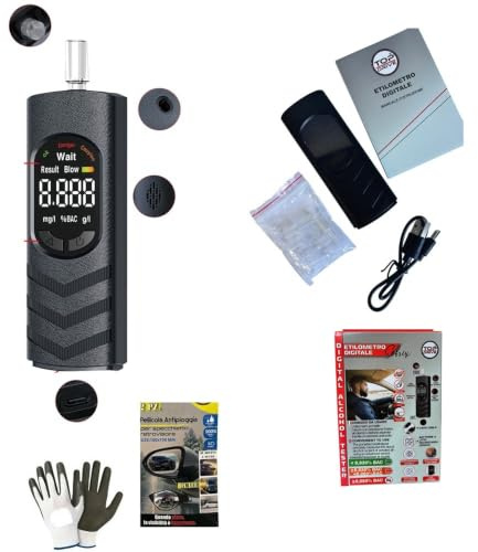 Éthylotest portable numérique, mesure avec précision le taux d'alcoolémique de l'air, compatible avec des tests infinis professionnels, avec piles au lithium rechargeables, 200 Ah, capteur de haute