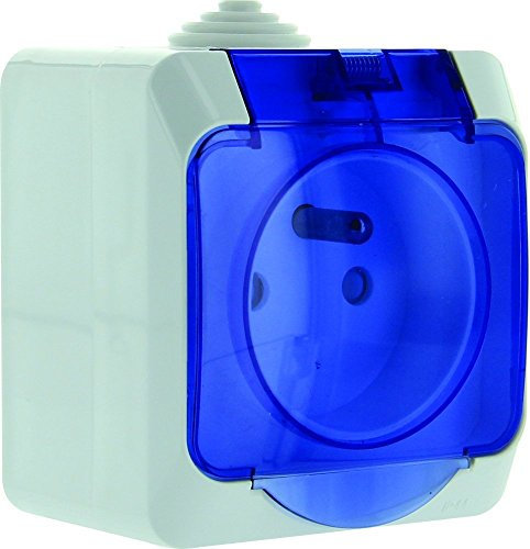 Schneider - Prise de courant 2P+T avec cache - Bleu - Blanc - Cedar Plus