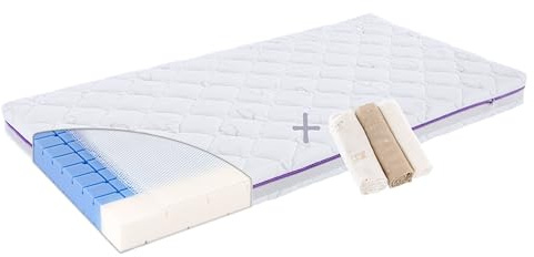 Träumeland SET Matratze Brise 70 x 140 cm + 3er-SET Mulltücher HopHop Bunny beige
