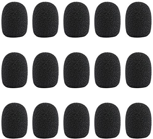 Kesote 15 Stück Mikrofon Windschutz Mini Schaumstoff, Schwarz
