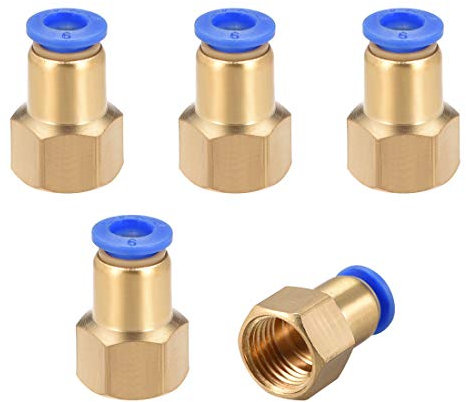 Sourcing Map Raccord Pression Tube Adaptateur 6mm x G1/4 Femelle Droit Pneumatique Connexion 5pcs}