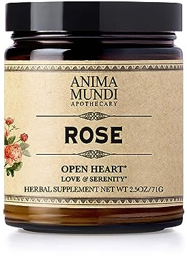 Anima Mundi Apothecary Love + Serenity Rose Petal Powder - with Edible Dried Rose Petals & Buds - for Heart Chakra - Fluffy, Aromatic Blend for Teas, Lattes, Desserts, and More (2.5oz / 71g)