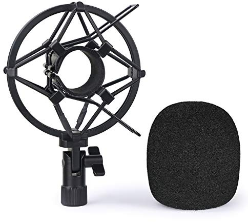 SUNMON Q2U Microphone Shock Mount Holder with Foam Windscreen for Absorbe Vibration and Noise, Pop Filter Suitable for Samson Q2U USB/XLR Dynamic Mic