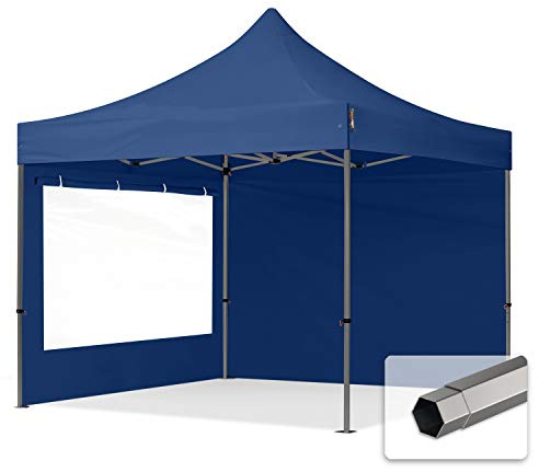 TOOLPORT 3x3 m Tonnelle Tente Pliante Barnum Acier, PES 750, côtés panoramiques, Bleu foncé