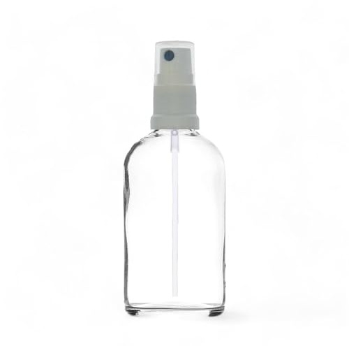 Avalon 100ml Clear Glass Bottles with White Atomiser Spray ~ Refillable, Reusable, and Travel Sized ~ Perfect for Aromatherapy, Perfumes, Essential Oils, Aftershaves, and More