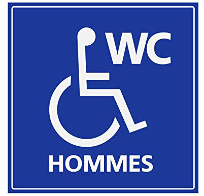 Panneau Rigide Handicapé - Personne à mobilité réduite WC Hommes 15x15cm épaisseur 3mm