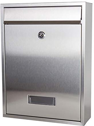 FYZS Mai-MARTETED Edelstahl-Postfach, A4-Insertformat, abschließbarer Edelstahl-Shell-Regenschutz, Outdoor-Edelstahl-Postfach, 26 * 8.5 * 35cm (Color : Stainless Steel)