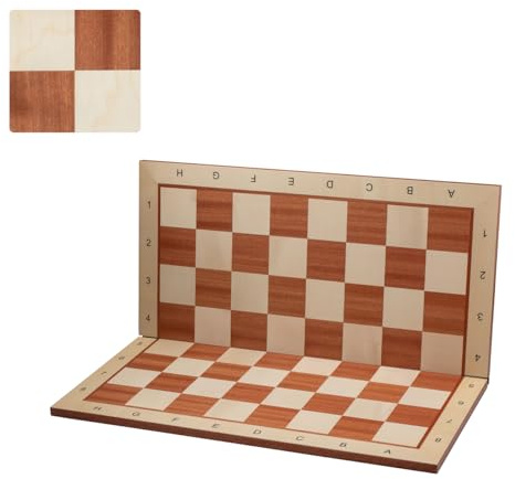 Falt Schachbrett Groß | Master of Chess | Inarsia Schachbrett hochwertig 54 cm | Sycomoren Turnierschachbrett Nr. 6 mit Hellbrauner Umrandung