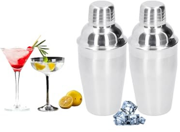 2Pcs Shaker da Cocktail in Acciaio Inox, Piccolo Martini Shaker Drink Shaker Mini Drink Mixer Shaker Set Bar Shaker per Bevande Miste 350ml