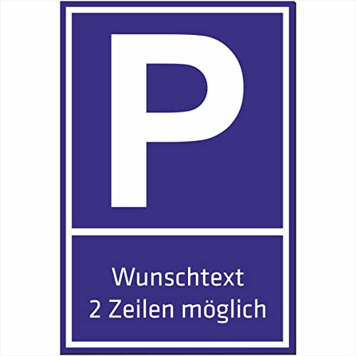 INDIGOS UG - WUNSCHTEXT Schild - 30x20cm - PVC - Parkplatz - personalisiert Text - Straßenschild - Namensschild - Hausnummer - Garage, Hotel, Parkplatz, Schule, Carport, Firma individuell