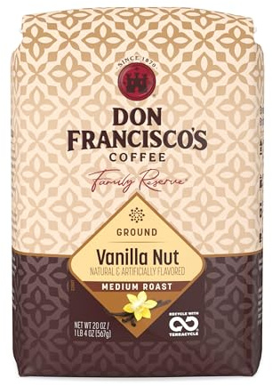 Don Francisco's Vanilla Nut Ground Coffee, Medium Roast – 100% Arabica, Flavored Coffee, 20 oz Bag
