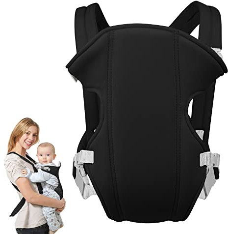 Marsupio Neonati, Xiuyer Ergonomico Regolabile Portantina Bebè Multiple-posizioni Baby Carrier per Neonato e Bambino fino a 10kg Blu Scuro, Marsupio Neonati (Nero)