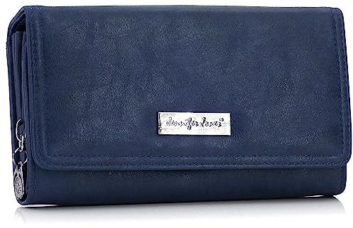 ekavale Portemonnaie Damen mit vielen Kartenfächern - Geldbörse aus Kunstleder - Geldbeutel für Frauen - Brieftasche Damen (Navy)