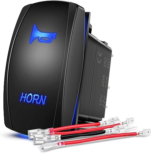 Gebildet Blauer Horn Wippschalter 5-polig Laser-EIN/Aus LED Licht, 20A/12V, 10A/24V Schalter Überbrückungskabel Set für Jeep Boots LKWs