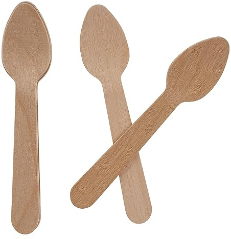 Efforias Lot de 100 cuillères à café jetables en bois – Biodégradables et sans plastique – Idéales pour mariage, pique-nique, fête, bureau, respectueux de l'environnement