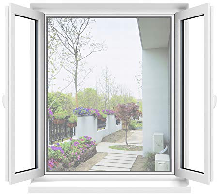 Apalus Zanzariera Universale Finestra 110x130 CM, 1 Pezzo – Rete Zanzariera Fissa Regolabile - CON Taglierino e Smoother per Installazione, Bianco