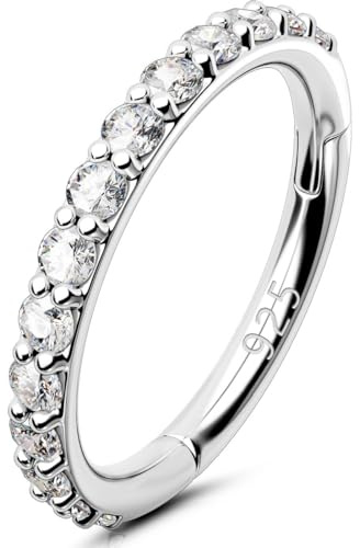 OUFER 16G Piercings Helix Echt Silber 925 CZ Rook Tragus Conch Clicker Cartilage Earring Hoop Daith Knorpel Ohrring Ohrpiercing Nasenring Nase Nose Ring Körperschmuck